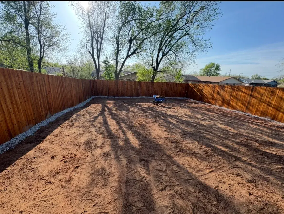 New cedar privacy fence along a backyard in Moore, OK