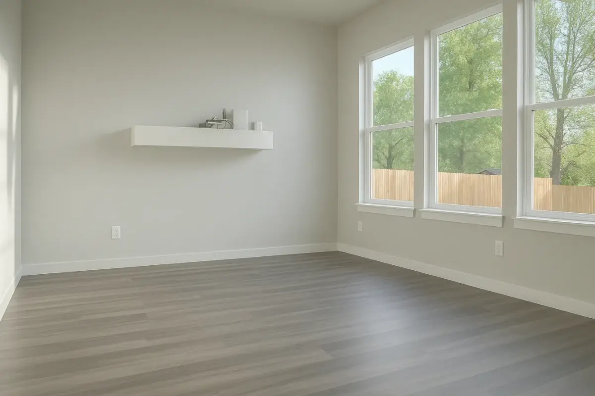 Freshly finished room with new flooring, paint and trim