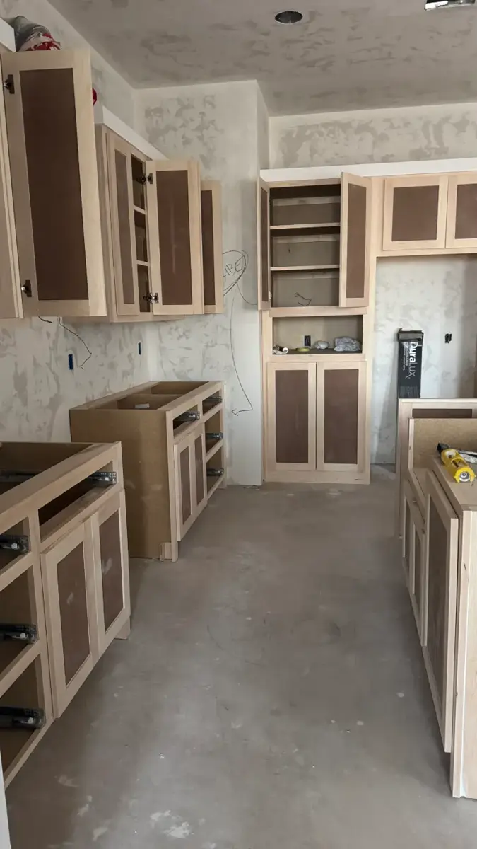 Before: kitchen during cabinet install